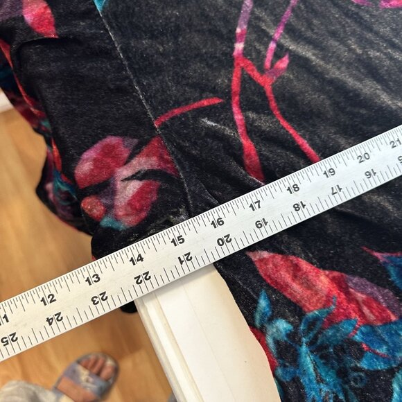 Soma Womens Velvet Floral Kimono Robe Red Lining  Tie Medium Pockets Knee Length - Picture 4 of 8